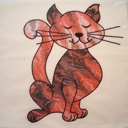 KM 1, Baumwolle, ca.35x35, mit Reißverschluss, Motiv Katze aus marmoriertem Baumwollsatin