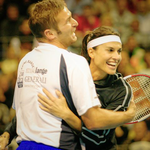 Viel Spaß hatten der ehemalige Fußball-Nationalspieler Stefan Kuntz und Gabi im Doppel.