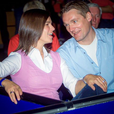 Olympiasiegerin im Eiskunstlauf, Katharina Witt, war mit ARD-Sportkoordinator Hagen Boßdorf als Ehrengast gekommen.