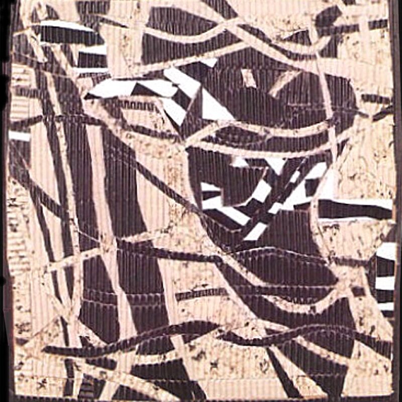 VERWIRREND VERWOBEN 2, 1999, Intarsie aus Wellpappe, geschnitten und geklebt, 22x22xm