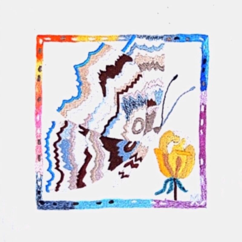 SCHMETTERLING, Maschinenstickerei 1985, 30x30 cm