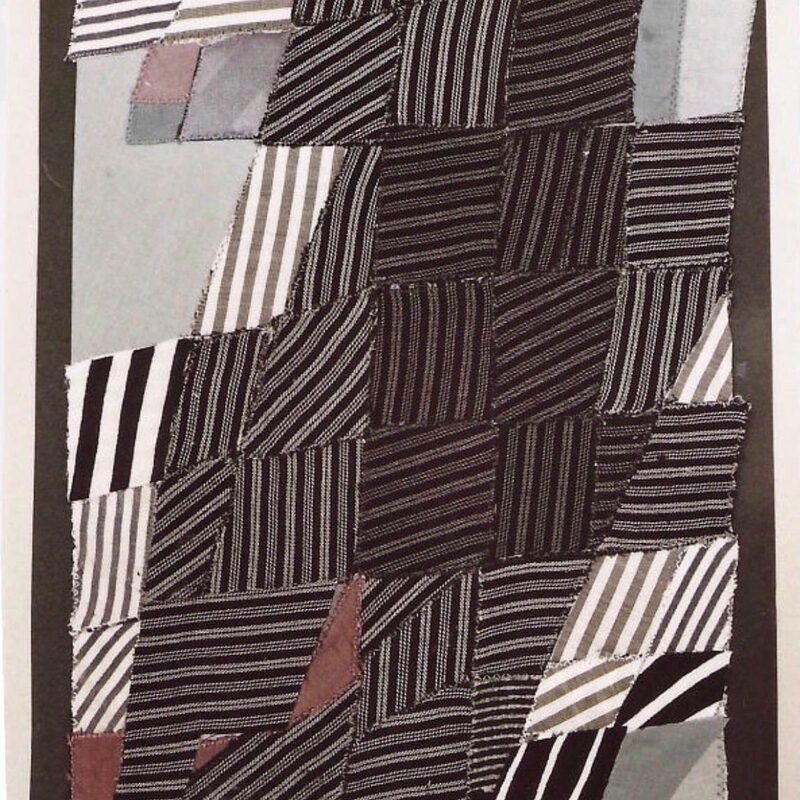 STREIFEN-VARIANTE 1,1995, genäht,  32x24cm