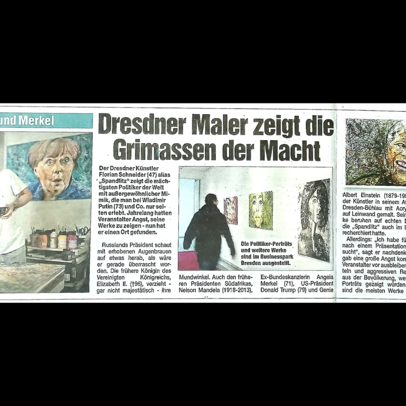 Morgenpost Sachsen/tag24, 01.04.2026, Putin, Trump und Merkel: Dresdner Maler zeigt die Grimassen der Macht