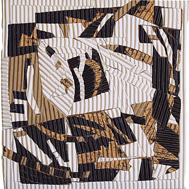 INTARSIE AUS WELLPAPPE 7, 1999, geschnitten und geklebt, 15x15cm