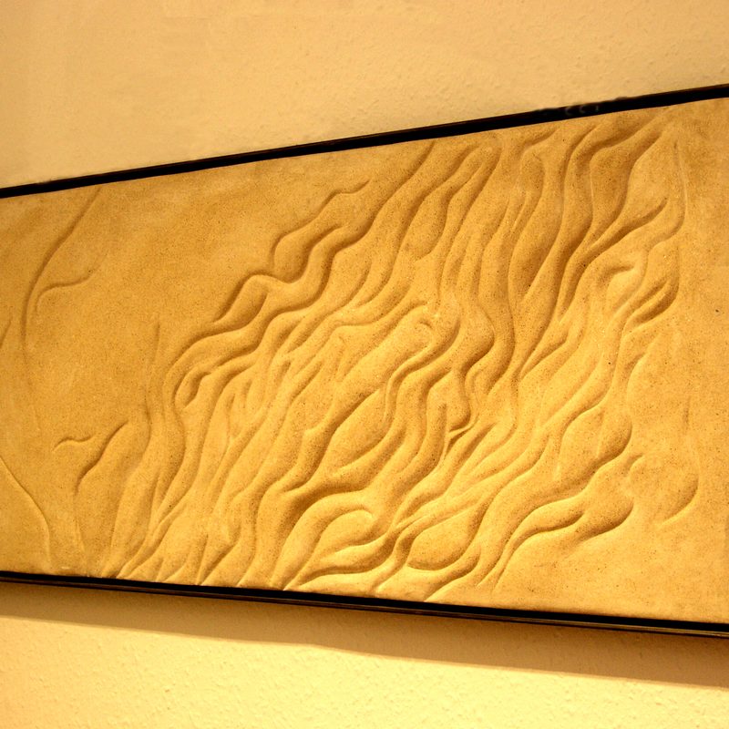 Sandstrandimpression 2006, 130x54 cm, Steinguss, Eisenrahmen