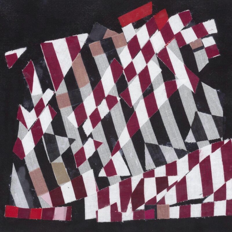 STREIFENCOLLAGE 4,  2000, Stoff, aufgebügelt, 22x22cm