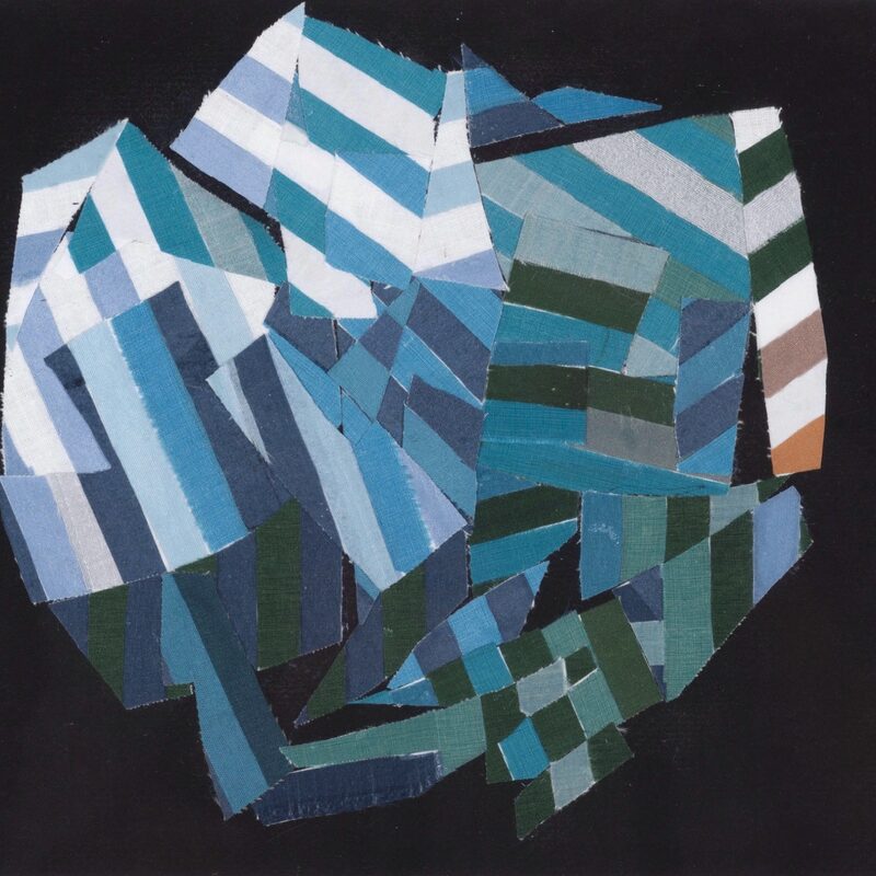 STREIFENCOLLAGE 2, 2000, Stoff, aufgebügelt, 22x22cm