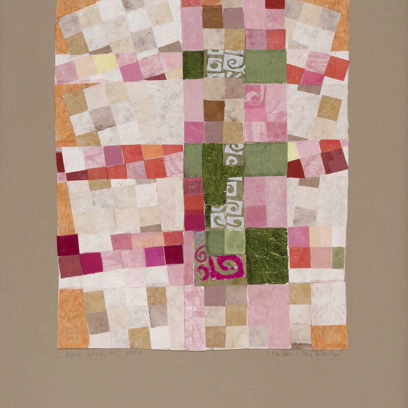 LEICHT SCHRÄG 11, Collage aus Seiden- und Naturpapieren