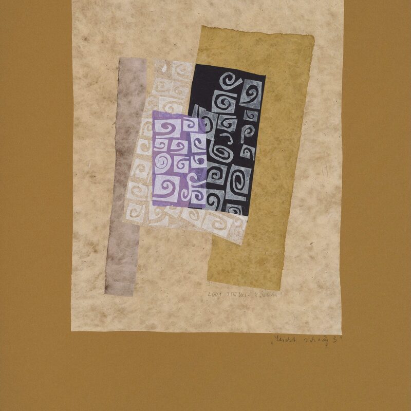 LEICHT SCHRÄG 3, Collage aus Seiden- und Naturpapieren