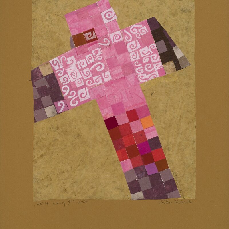 LEICHT SCHRÄG 9, Collage aus Seiden- und Naturpapieren