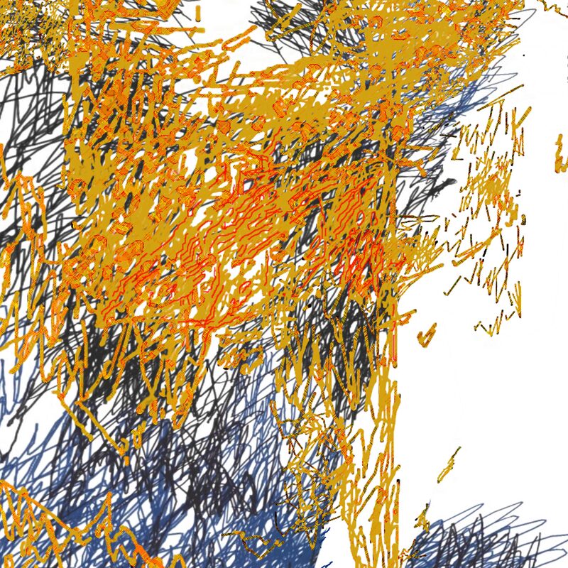 SCHRAFFURBILD 1, 2012, freie Farbschraffuren mit dem Curser auf weiß, Inkjet-Druck auf Aquarellkarton, 100x70cm