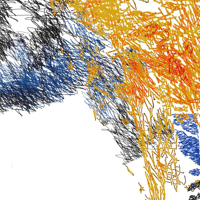 SCHRAFFURBILD 2, 2012, freie Farbschraffuren mit dem Curser auf weiß, Inkjet-Druck auf Aquarellkarton, 100x70cm