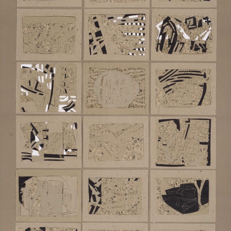 KLEINE INTARSIE AUS WELLPAPPE 2, Wellpappe, geschnitten und geklebt, 100x70cm