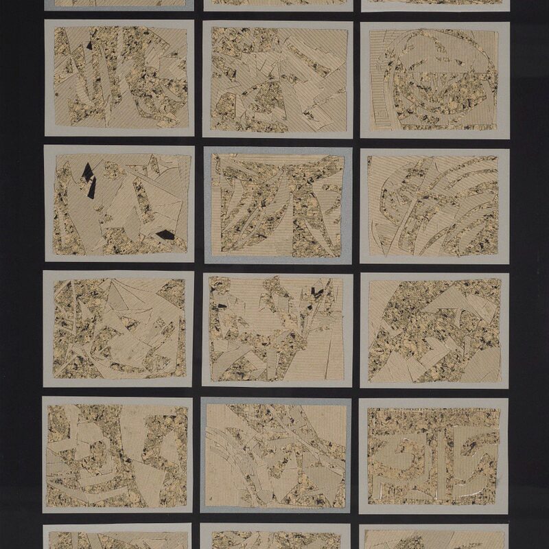 KLEINE INTARSIE AUS WELLPAPPE 1, Wellpappe, geschnitten und geklebt, 100x70cm