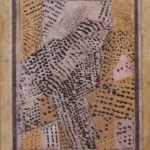 KLEINE COLLAGE AUS MIT EIGENEN MOTIVEN AM PC BEDRUCKTEN PAPIEREN, 2004, 14x17cm