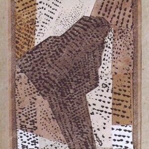 KLEINE COLLAGE AUS MIT EIGENEN MOTIVEN AM PC BEDRUCKTEN PAPIEREN, 2004, 14x17cm