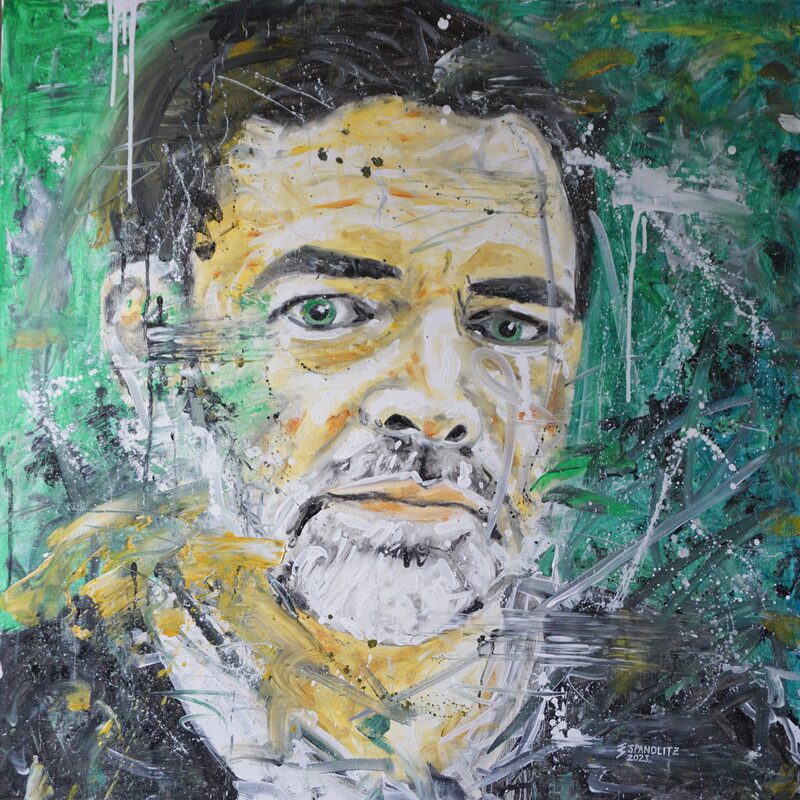 Spandlitz -Selbstbildnis 2023, 100x100 cm, Öl auf Leinwand