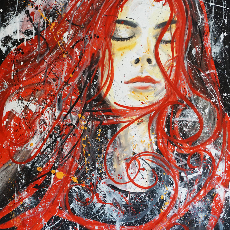 Rotverworren 2024, 90x70 cm, Öl auf Leinwand