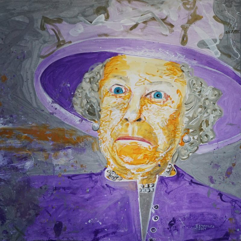 Queen (Elisabeth die 2.) 2021,  aus der Serie  "emotions", 120x80 cm, Acryl auf Leinwand
