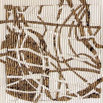 VERWOBENES 2, Intarsie aus Wellpappe, geschnitten und geklebt, 1998, 22x22cm