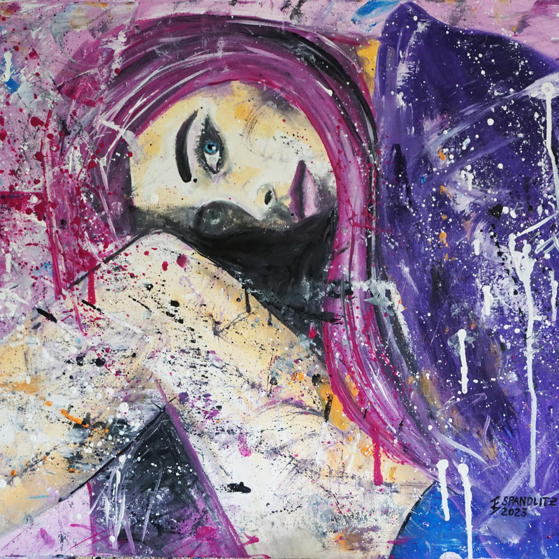 Lila Leben 2023, 60x80 cm, Öl auf Leinwand