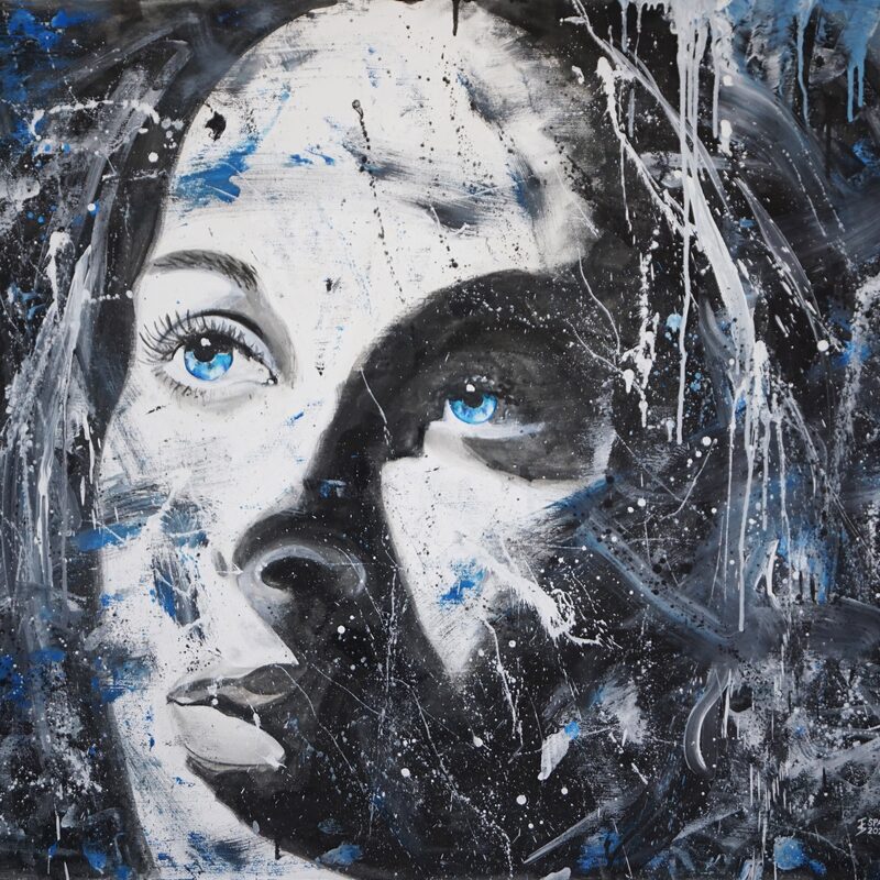 Mondhell 2023, 103x140cm, Öl-Mischtechnik auf Hartfaserplatte 