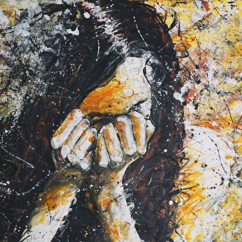 Den Blicken entzogen 2018, 80x60 cm, Acryl auf Leinwand