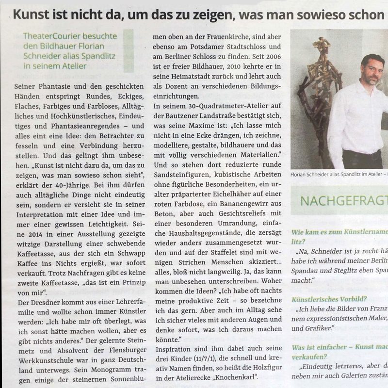 Theater Courier, Ausgabe Mai 2018, Kunst ist nicht da, um das zu zeigen, was man sowieso schon
sieht