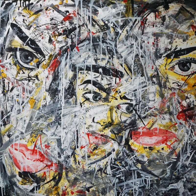 Blicke 2023, 80x96 cm, oil on hardboard