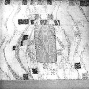 VARIATION 2, 1986, Stickerei mit eingesetztem Stoffstück, 14x14cm