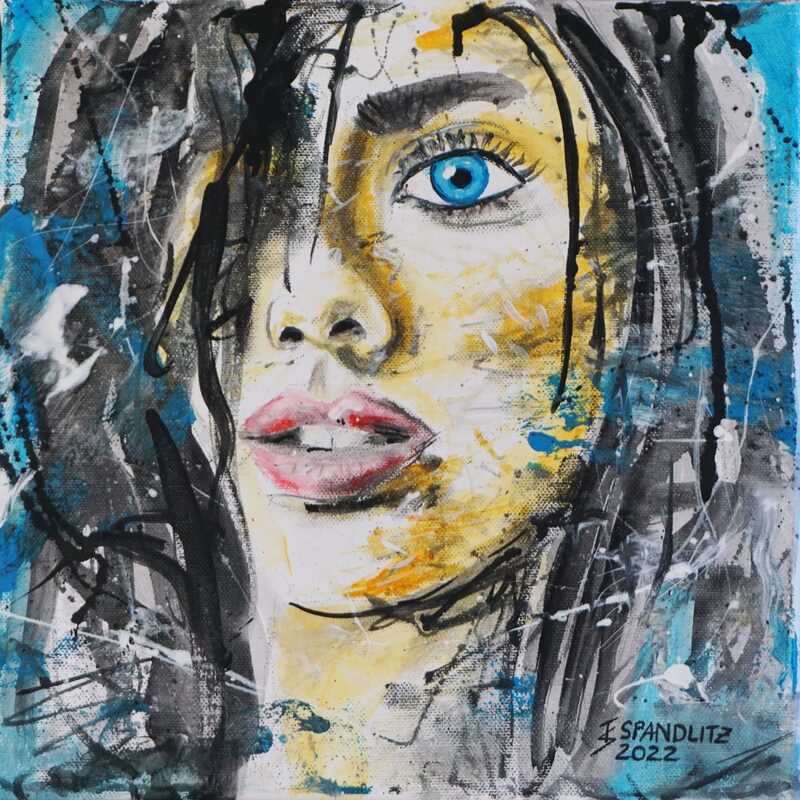 Blauer Blick 2022, 30x30 cm, Acryl auf Leinwand