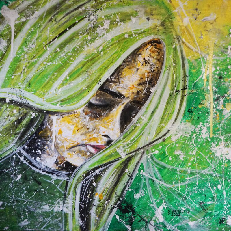 Frühlingsmorgen 2022, 90x70 cm, Öl auf Leinwand (Mischtechnik)