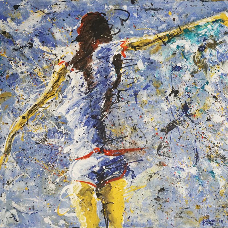 Am Fluss 2018, 80x60 cm, Acryl auf Leinwand