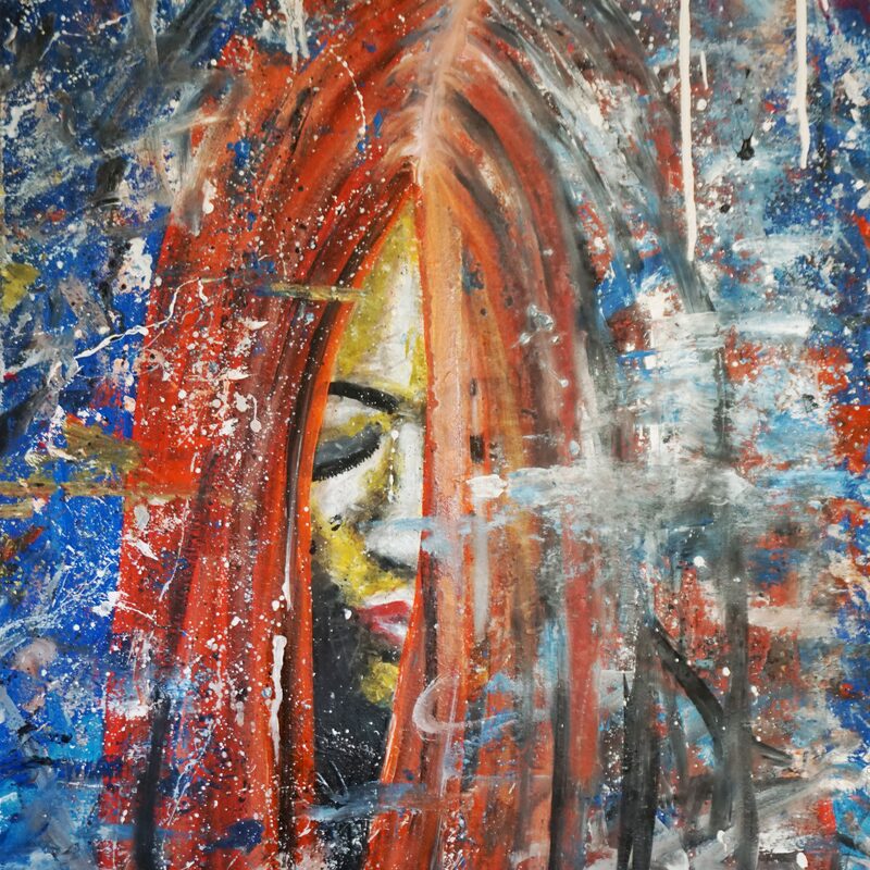 Zwischen den Welten 2022, 90x70 cm, oil on canvas (mixed media)