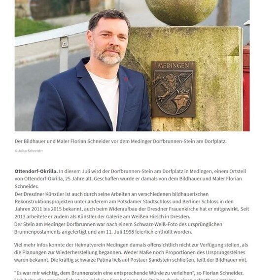 Sächsische Zeitung, 30.05.2023, Medinger Dorfbrunnen-Stein wird 25 Jahre alt