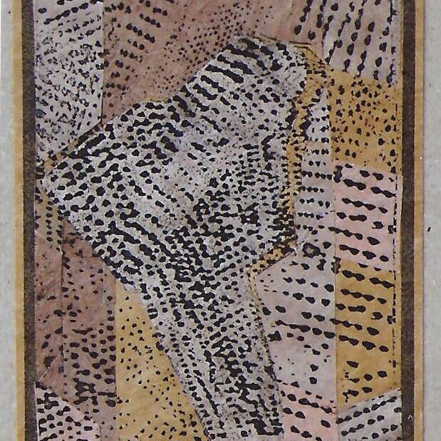 KLEINE COLLAGE AUS MIT EIGENEN MOTIVEN AM PC BEDRUCKTEN PAPIEREN, 2004, 14x17cm