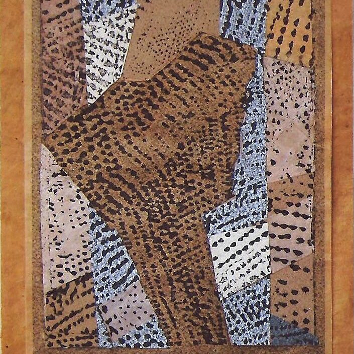 KLEINE COLLAGE AUS MIT EIGENEN MOTIVEN AM PC BEDRUCKTEN PAPIEREN, 2004, 14x17cm