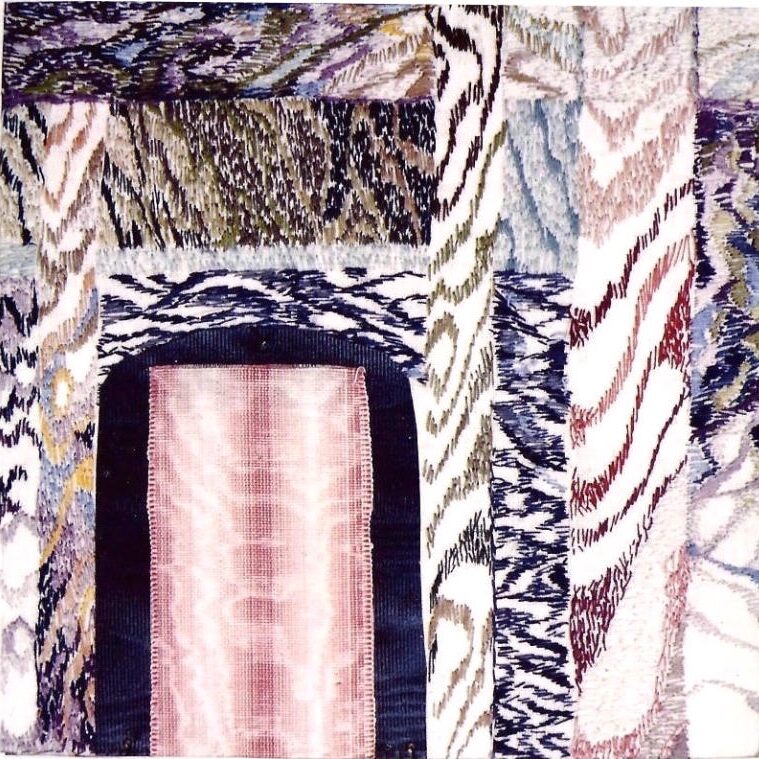 FORMEN- UND FARBSPIELE  "MOIRE", 1989, Stickerei, 17x17cm