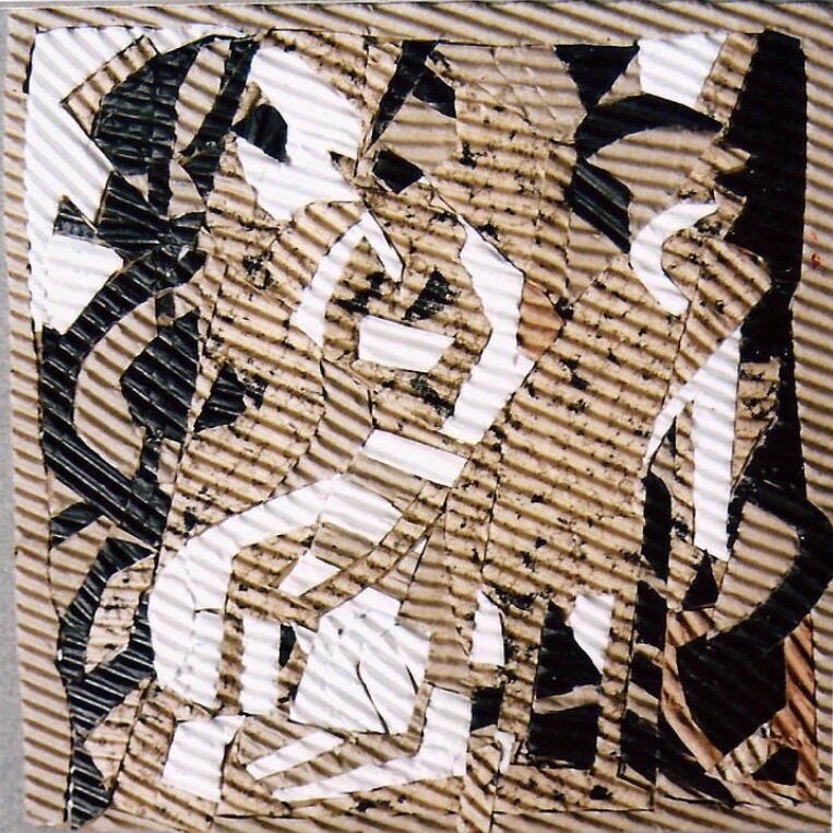 INTARSIE AUS WELLPAPPE 8, 1999, geschnitten und geklebt, 15x15cm