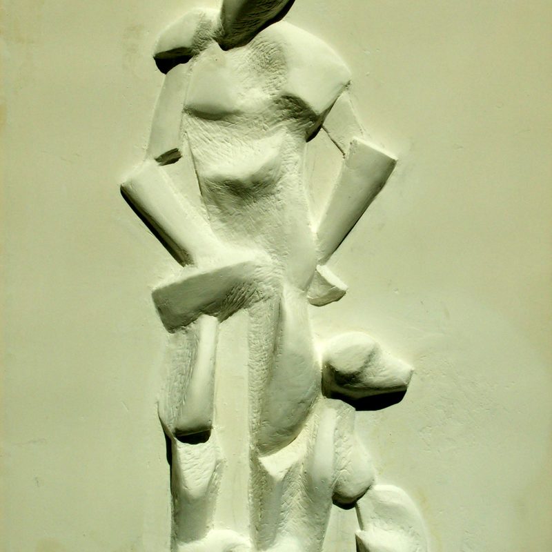 Mann mit Hund, Betonrelief, 2010