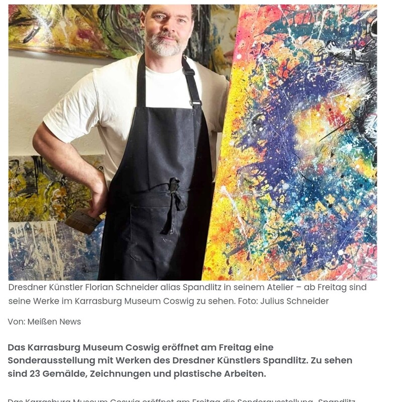 DieSachsenNews, March 19, 2026, Dresden artist Spandlitz exhibits in Coswig