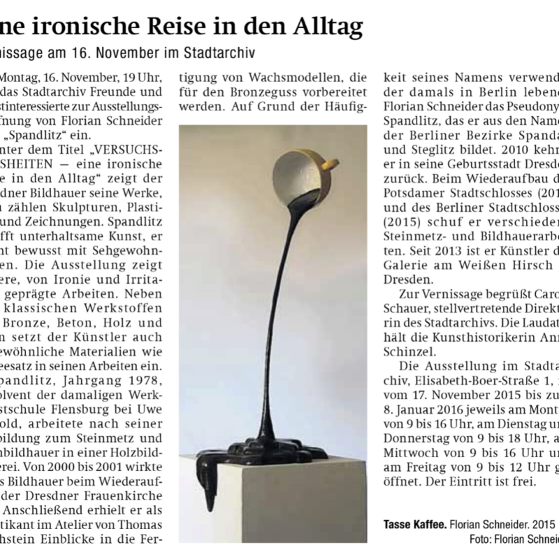 Amtsblatt Dresden, Novemberausgabe 2015, Eine ironische Reise in den Alltag
