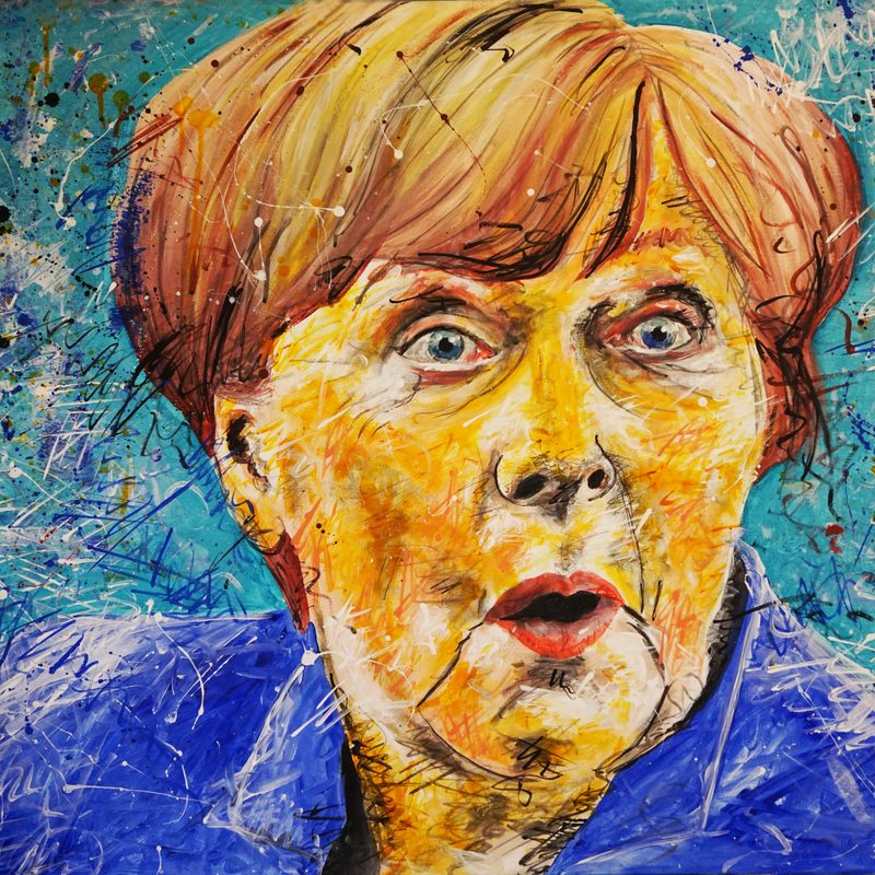 Mutti  (Angela Merkel) 2020,  aus der Serie  "emotions", 120x80 cm, Acryl auf Leinwand
