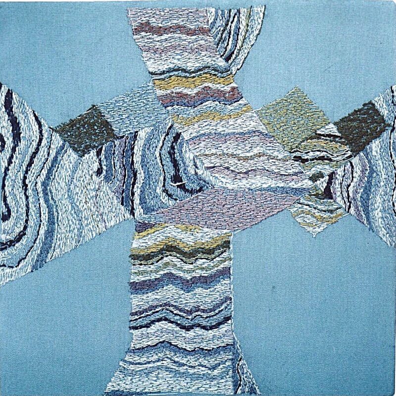 FORMEN- UND FARBSPIELE  "MARMOR", 1989, Stickerei, 17x17cm