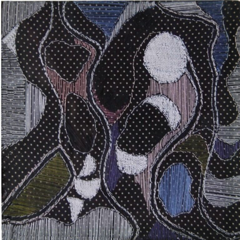 FORMEN- UND FARBSPIELE  "PUNKTSTICKEREI", 1989, Stickerei, 17x17cm