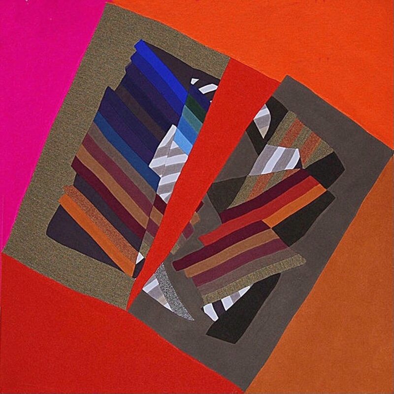 GROßE TEXTILE INTARSIE IN ROT,  2009, Wollstoff, genäht, 140x140cm