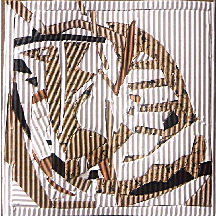 INTARSIE AUS WELLPAPPE 1, geschnitten und geklebt, 1999, 15x15cm