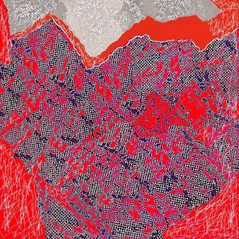 SPUREN-VARIANTE 1, 2016, Foto-Druck auf Alu-Dibond, teilweise übermalt, 20x20cm