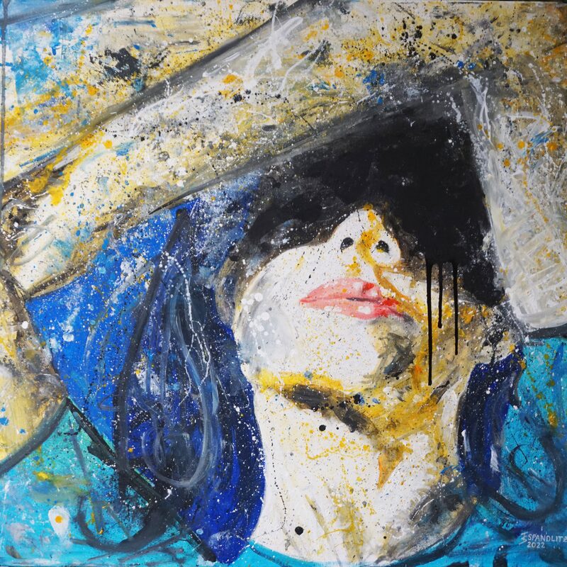 Geblendet 2022, 100x80 cm, oil on canvas (mixed media)